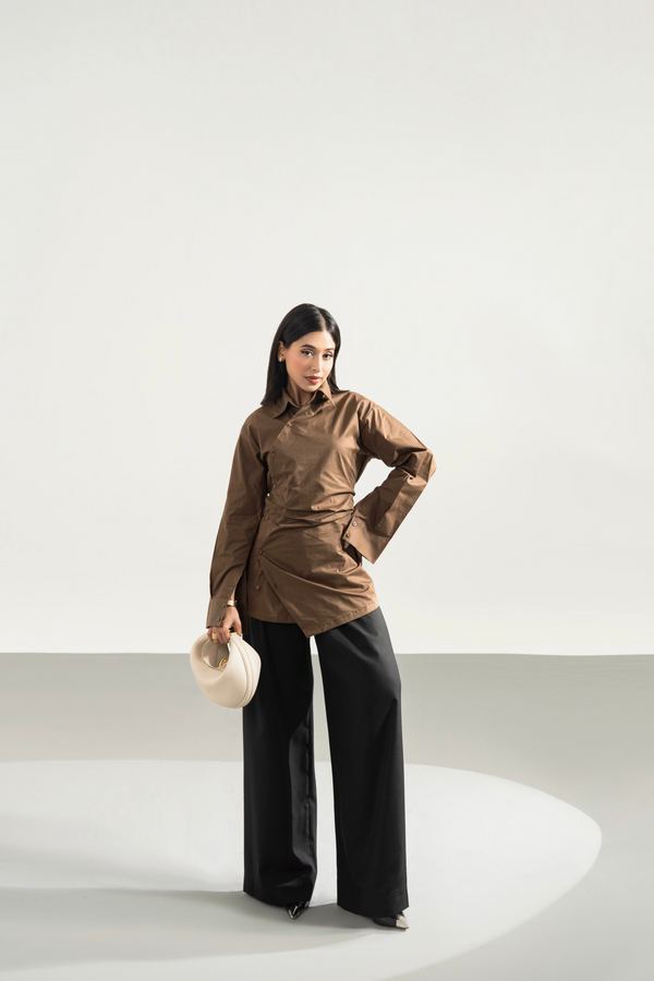 Draped Button-Down Shirt