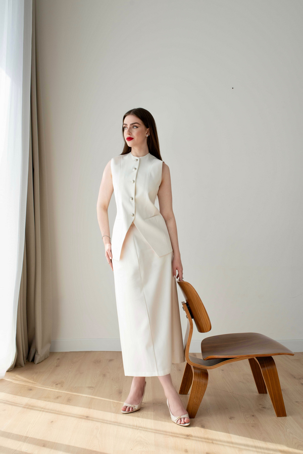 Feather White - Vest Suit