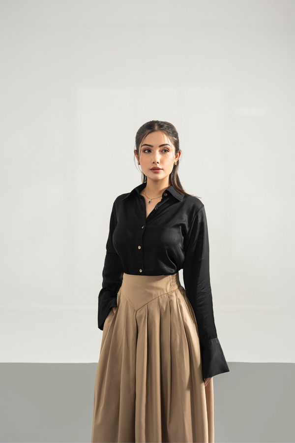 Black - Silk Button down