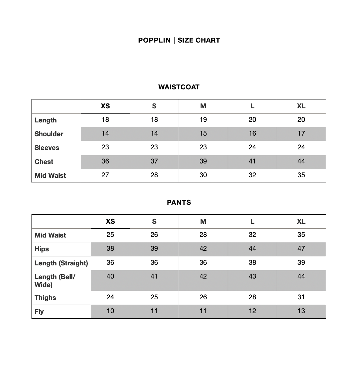 Size Chart