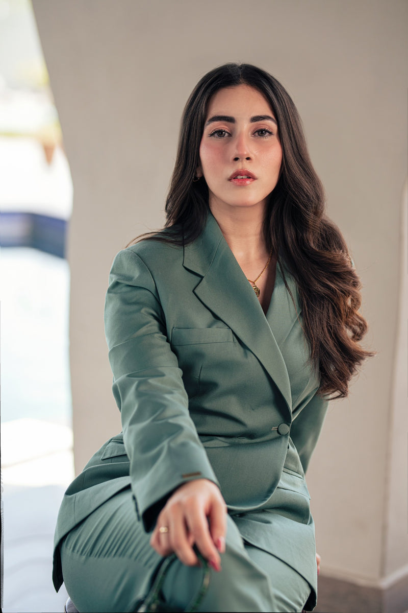 Sage Green - Cross Buttoned Suit (Limited Edition)