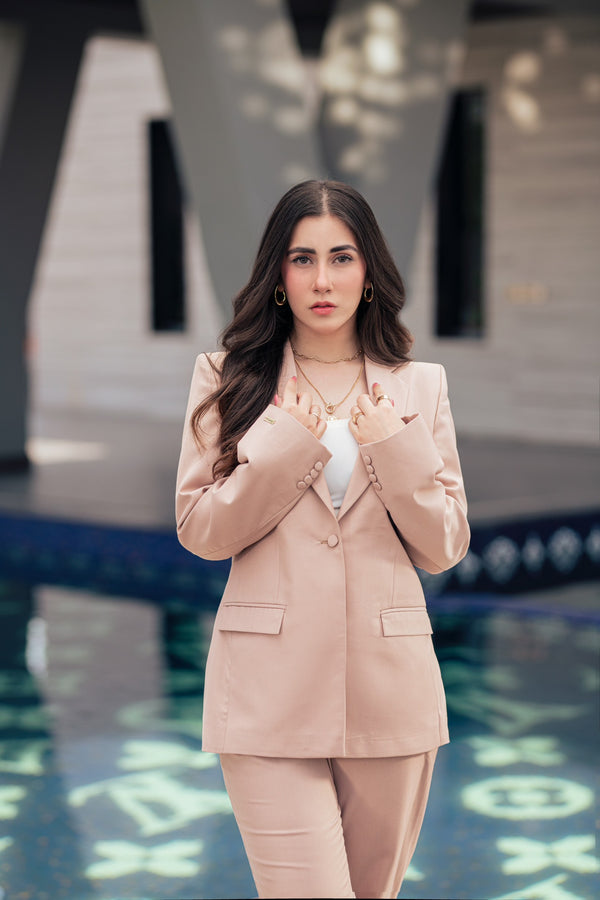 Beige - One Buttoned Structured Suit (Limited Edition)