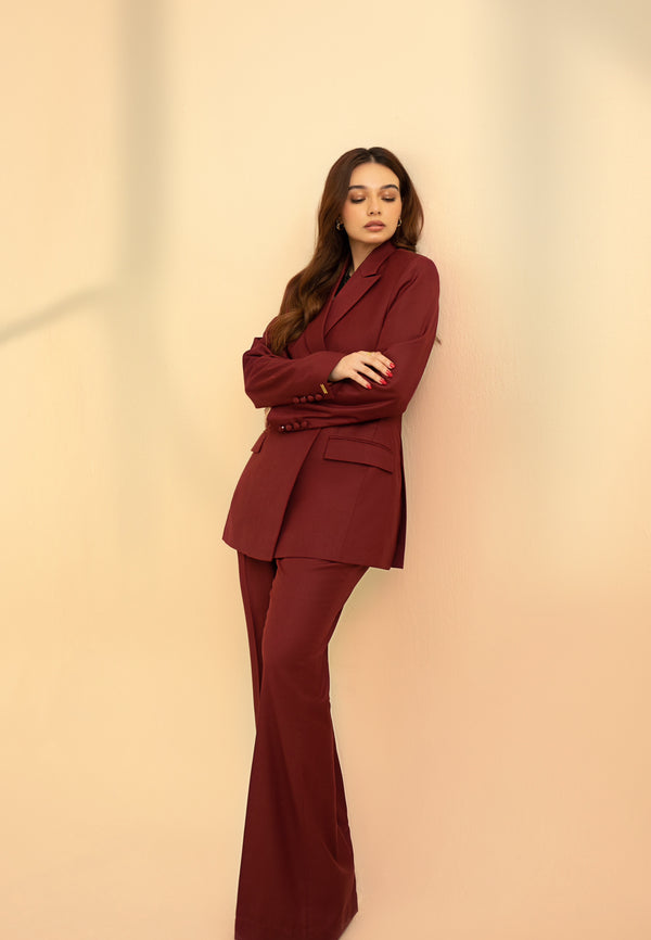 Dark Cherry - Side Structured Suit