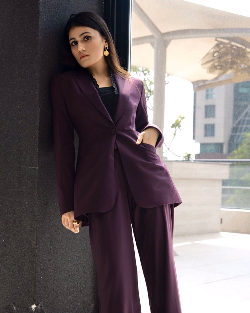 Purple - Laced Structured Suit (Two Piece)