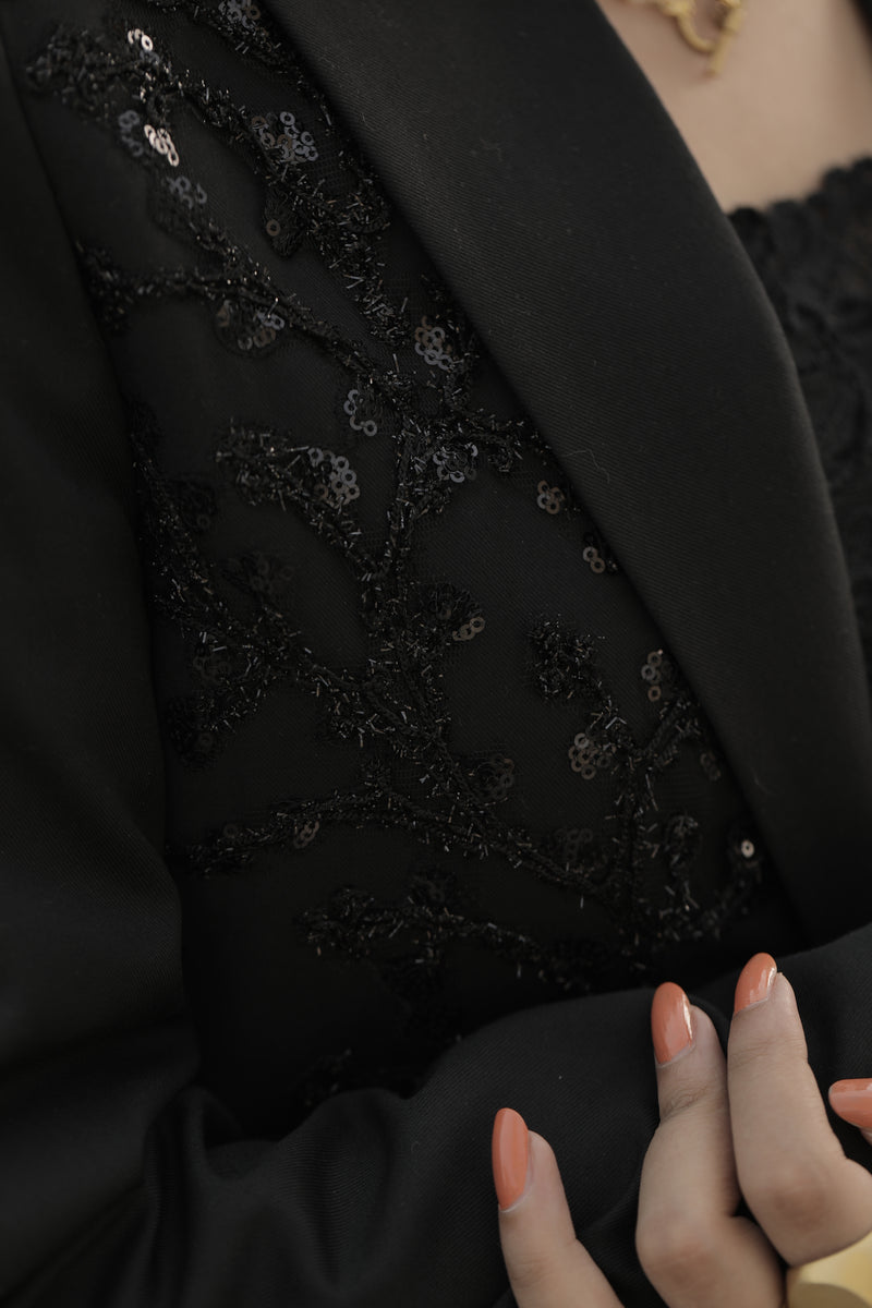 Black - Embellished Suit (Two Piece)